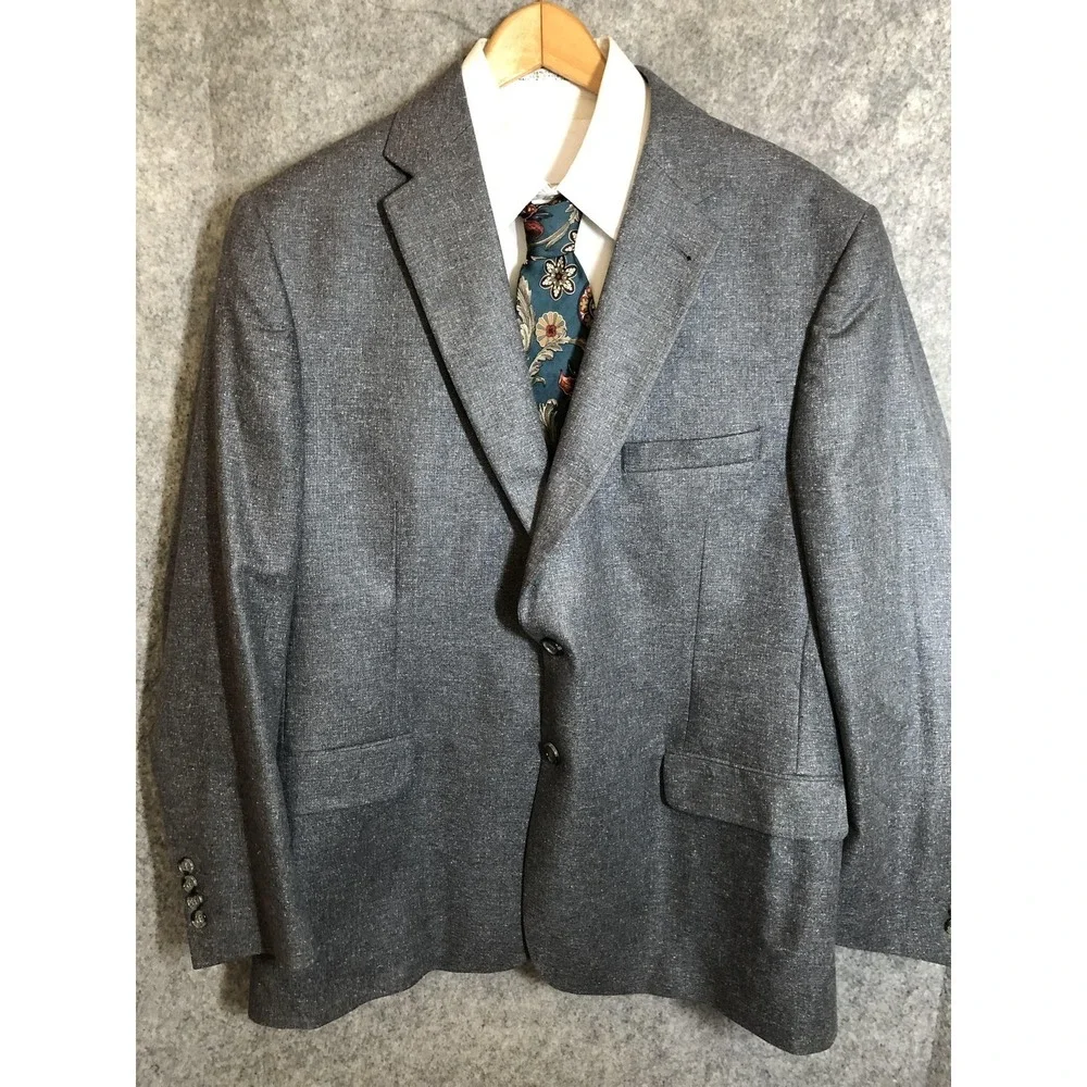Jos. A. Bank Blazer Mens 46 Regular Gray Signature Collection Tailored Fit Silk